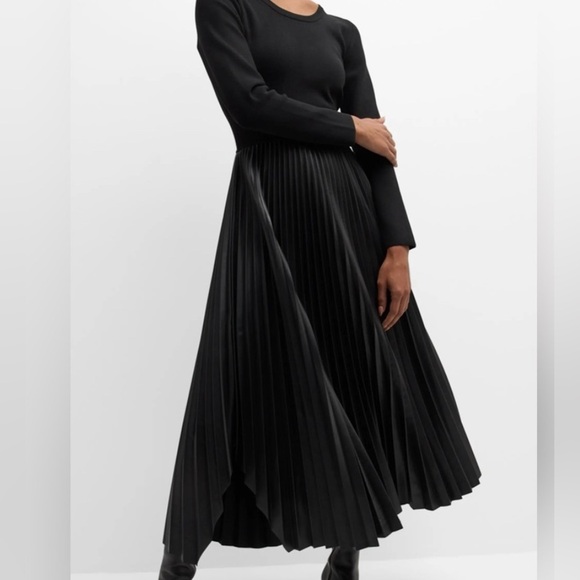 Elie Tahari leather The Amalia Pleated Mixed Media Sweater Dress
Color black - Picture 8 of 13